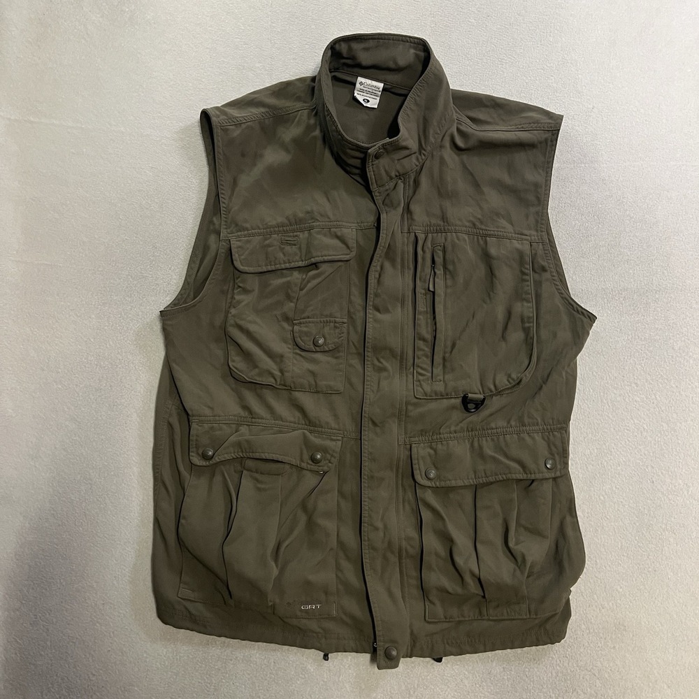 Columbia GRT Utility Vest Khaki Fishing Hiking Multi Pocket Outdoor Mens Size XL